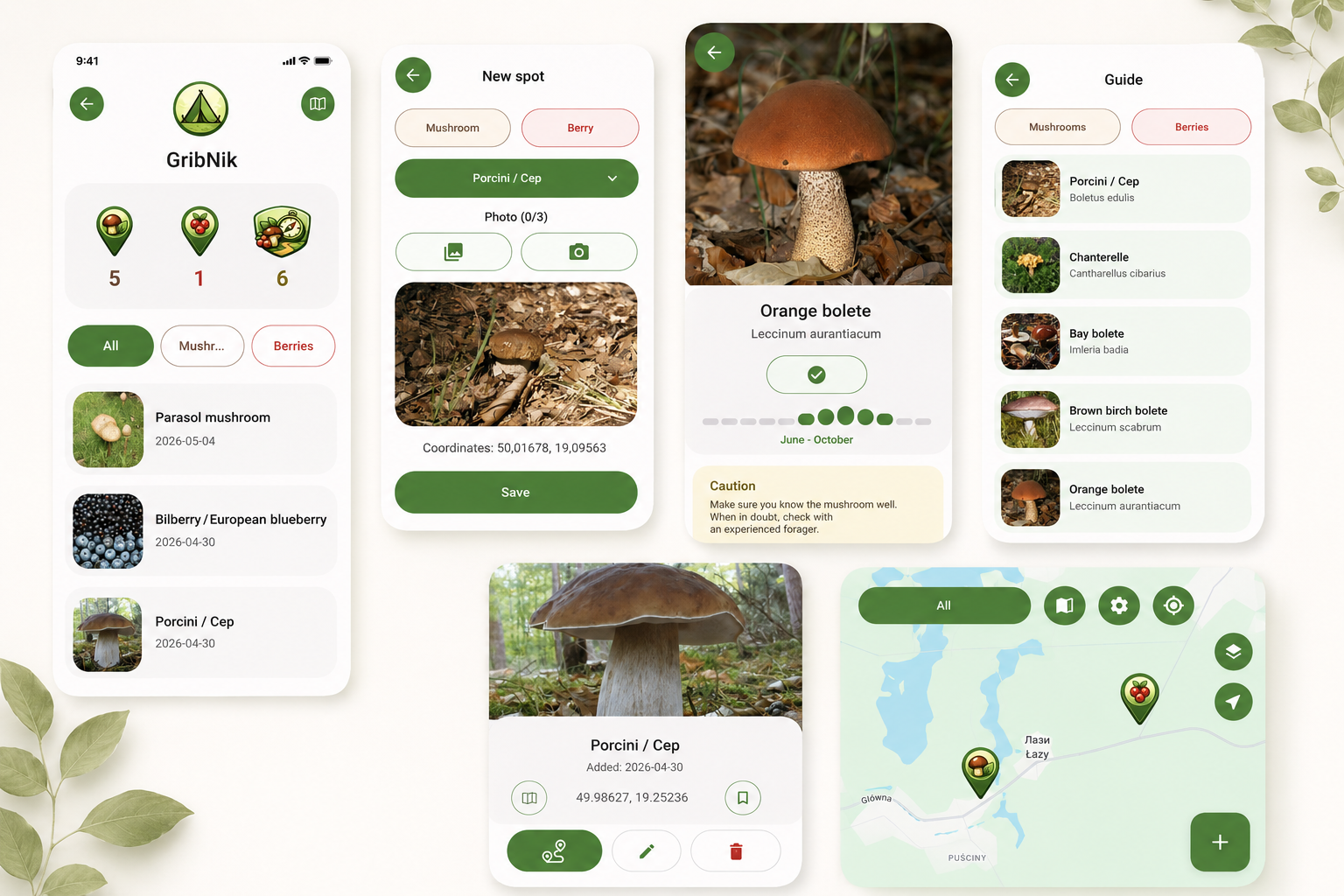 MushBerrySpot app screens preview